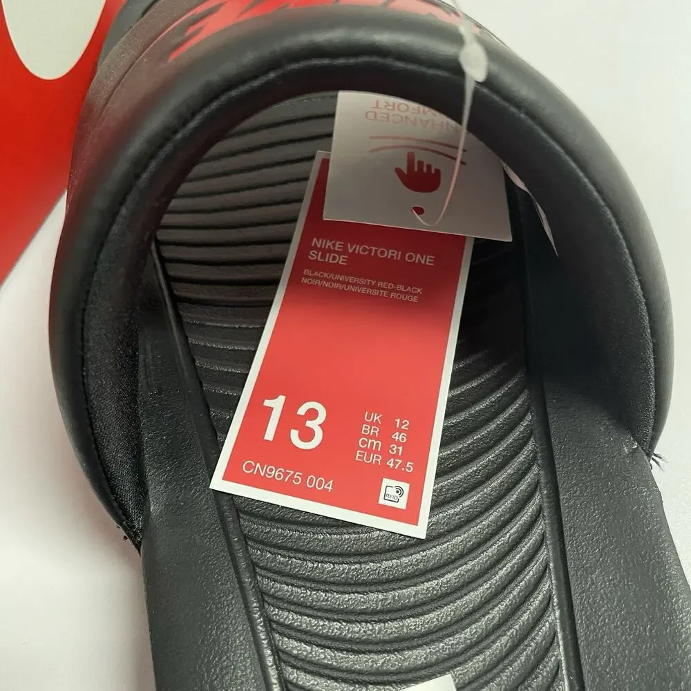 Nike Victori One Slides Black Red CN9675 004 Size 13 Sandal Summer House Slipper